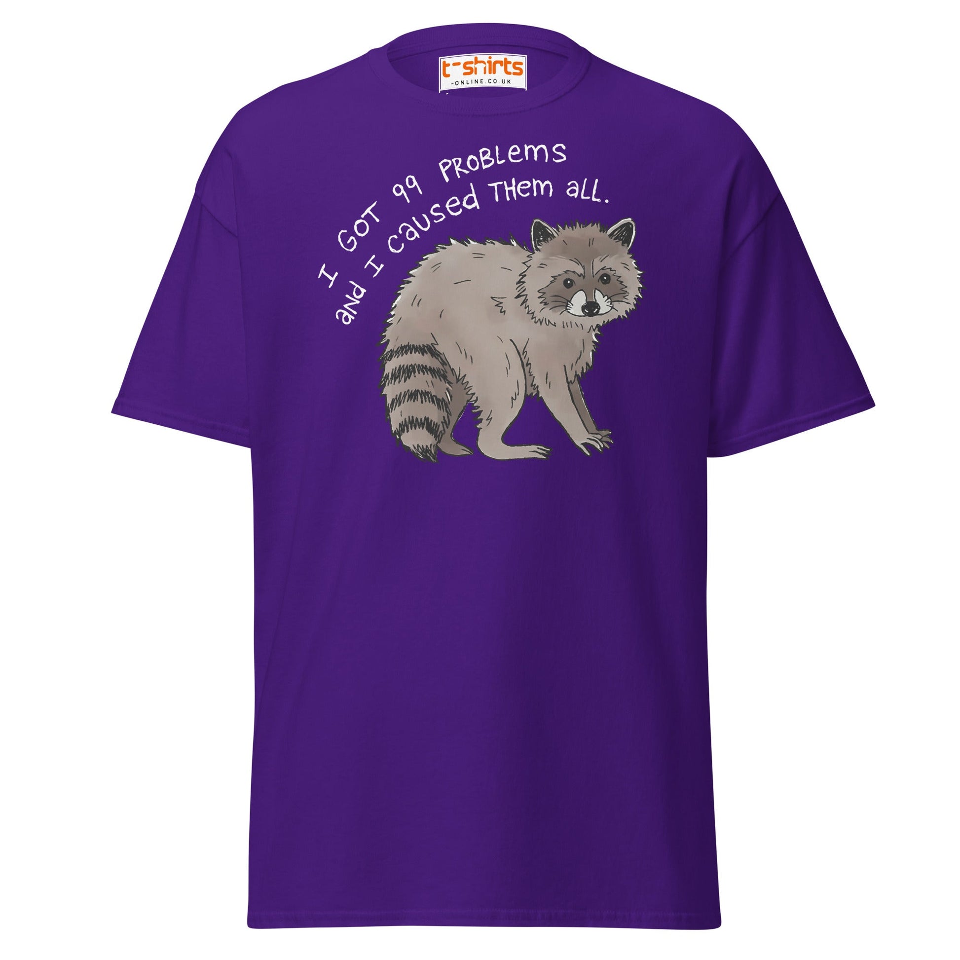 99 Problems Raccoon T-Shirt – Funny Animal Humor Tee - Purple - T-Shirts Online