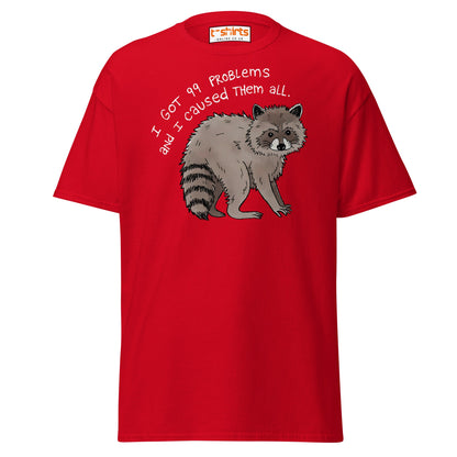 99 Problems Raccoon T-Shirt – Funny Animal Humor Tee - Red - T-Shirts Online