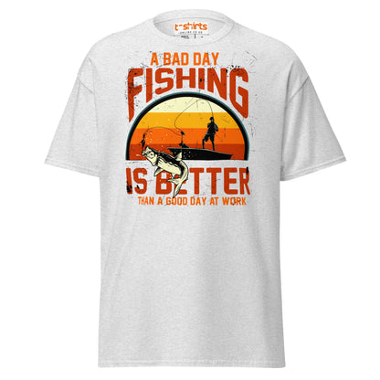 A Bad Day Fishing T-Shirt | Funny Fisherman Tee - Ash - T-Shirts Online
