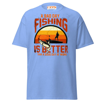 A Bad Day Fishing T-Shirt | Funny Fisherman Tee - Carolina Blue - T-Shirts Online