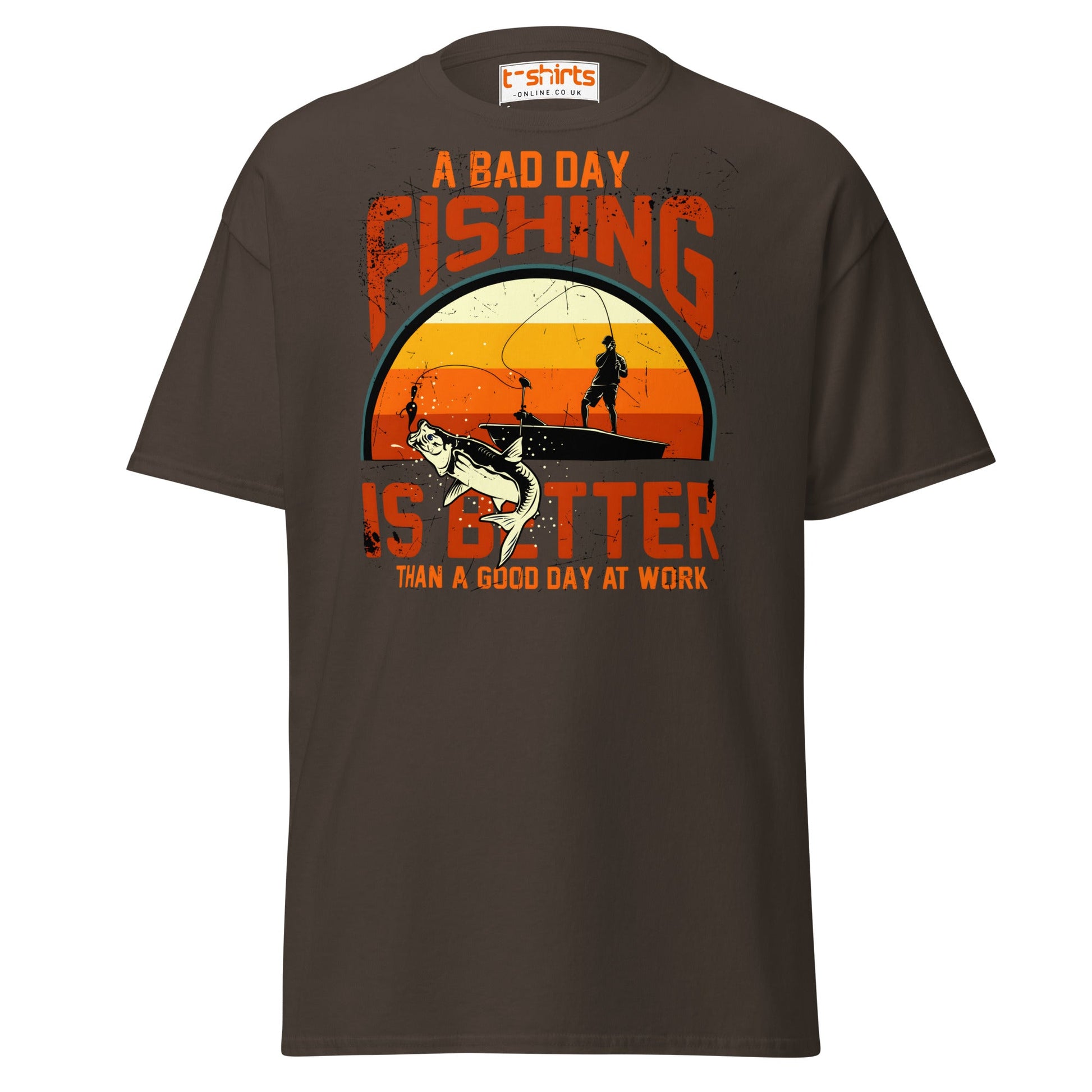A Bad Day Fishing T-Shirt | Funny Fisherman Tee - Dark Chocolate - T-Shirts Online