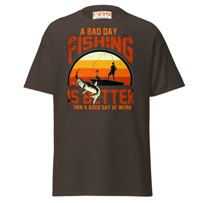 A Bad Day Fishing T-Shirt | Funny Fisherman Tee - Dark Chocolate - T-Shirts Online