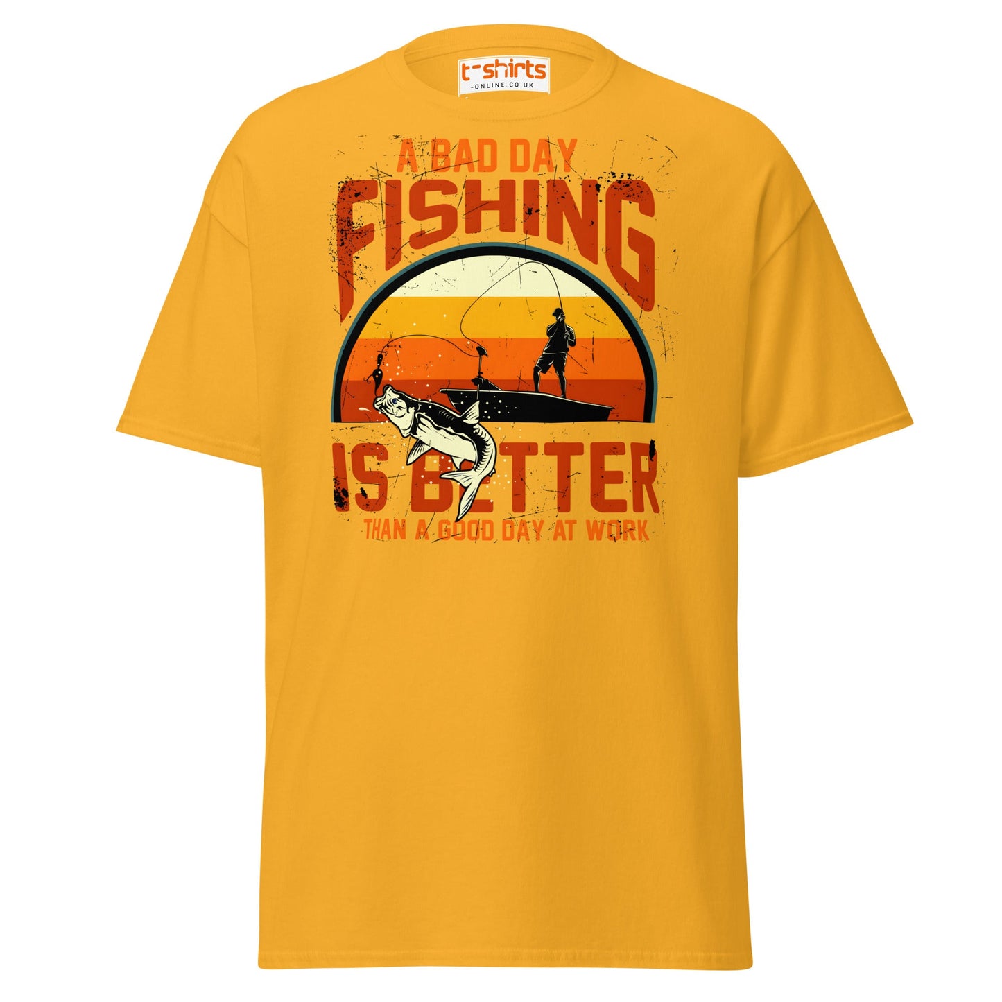 A Bad Day Fishing T-Shirt | Funny Fisherman Tee - Gold - T-Shirts Online