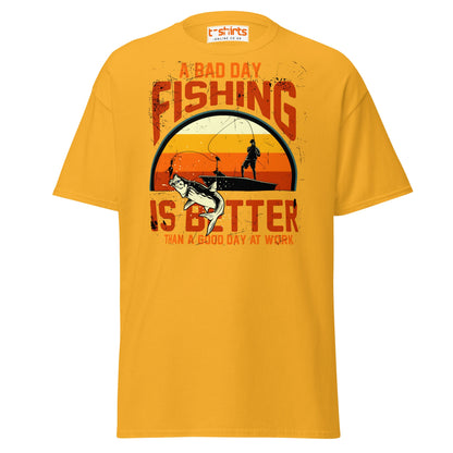 A Bad Day Fishing T-Shirt | Funny Fisherman Tee - Gold - T-Shirts Online