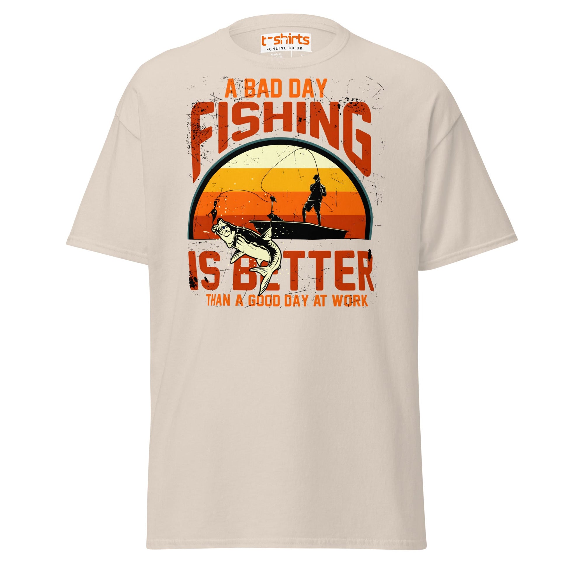 A Bad Day Fishing T-Shirt | Funny Fisherman Tee - Natural - T-Shirts Online