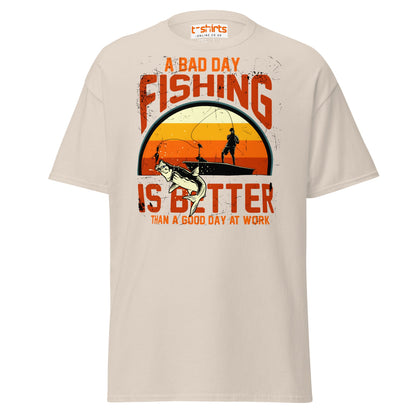 A Bad Day Fishing T-Shirt | Funny Fisherman Tee - Natural - T-Shirts Online