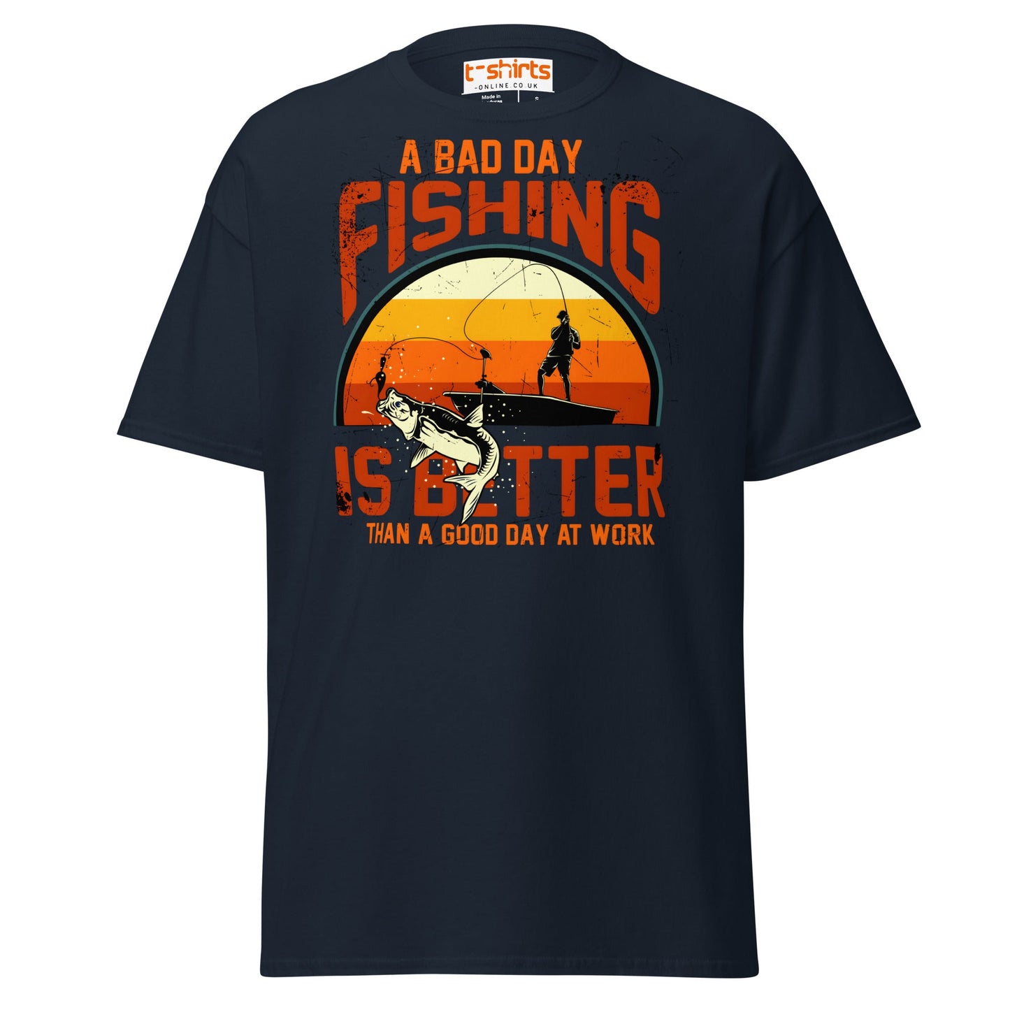 A Bad Day Fishing T-Shirt | Funny Fisherman Tee - Navy - T-Shirts Online