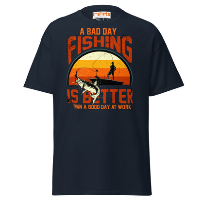 A Bad Day Fishing T-Shirt | Funny Fisherman Tee - Navy - T-Shirts Online