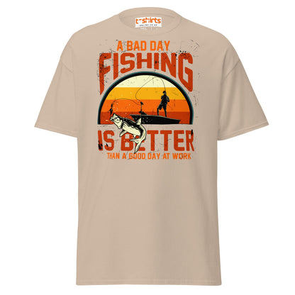 A Bad Day Fishing T-Shirt | Funny Fisherman Tee - Sand - T-Shirts Online