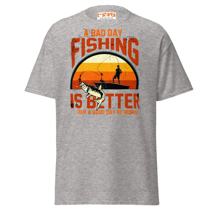 A Bad Day Fishing T-Shirt | Funny Fisherman Tee - Sport Grey - T-Shirts Online