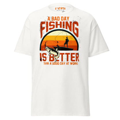 A Bad Day Fishing T-Shirt | Funny Fisherman Tee - White - T-Shirts Online