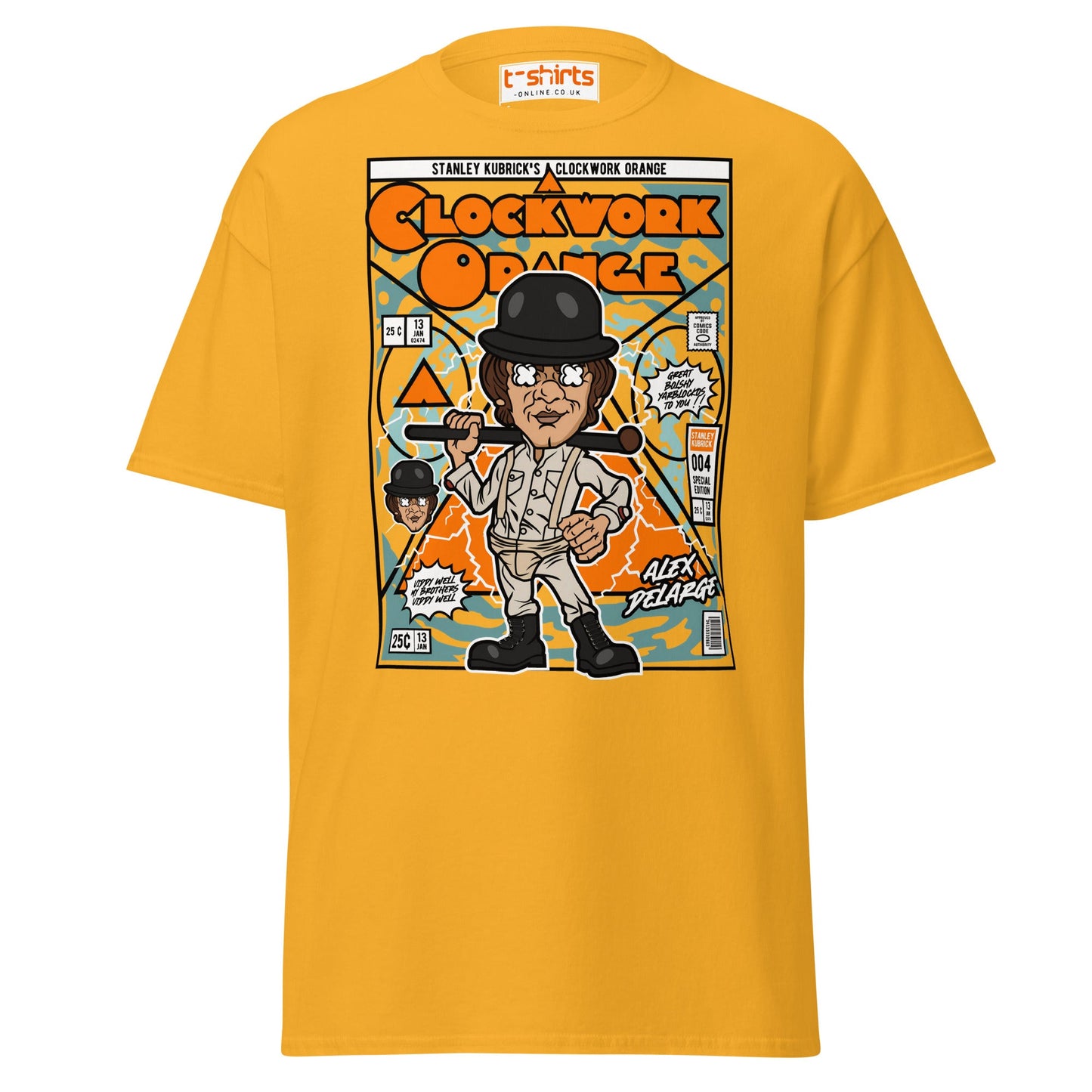 A Clockwork Orange Funko Style Alex DeLarge T-Shirt - Gold - T-Shirts Online
