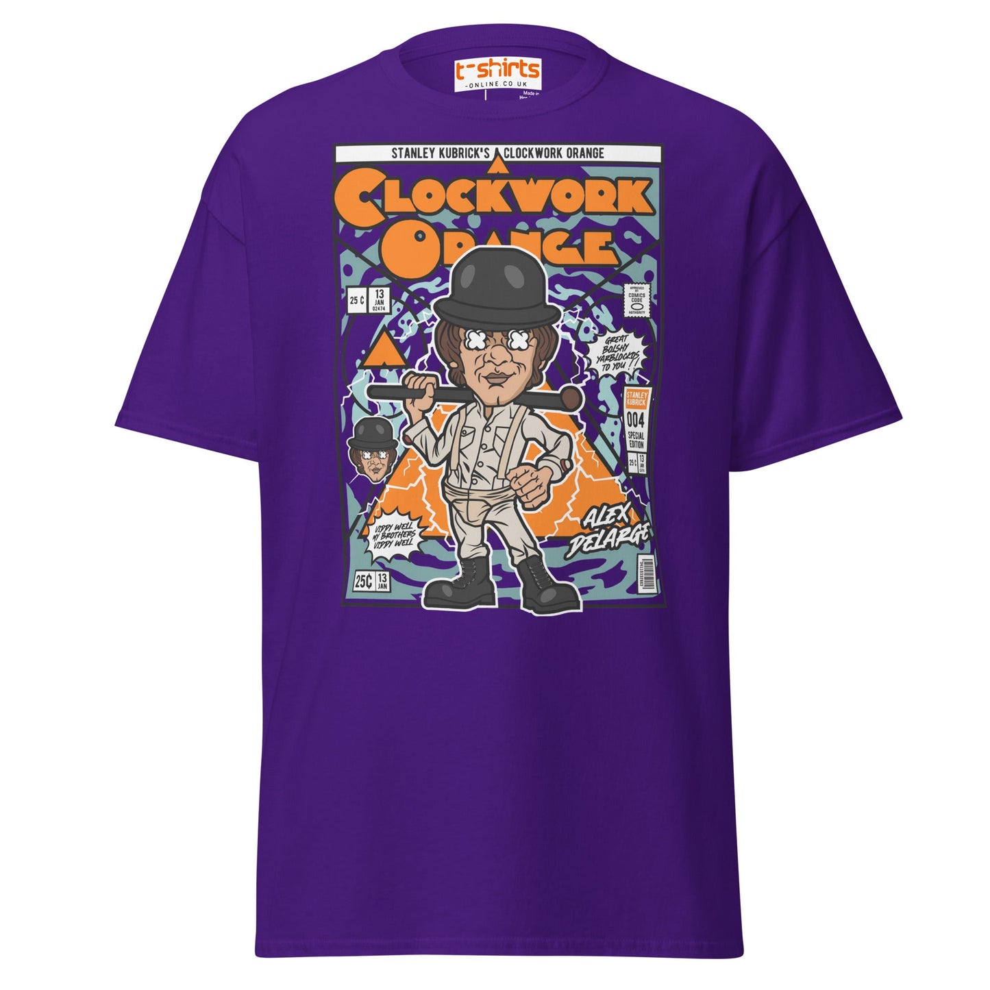 A Clockwork Orange Funko Style Alex DeLarge T-Shirt - Purple - T-Shirts Online