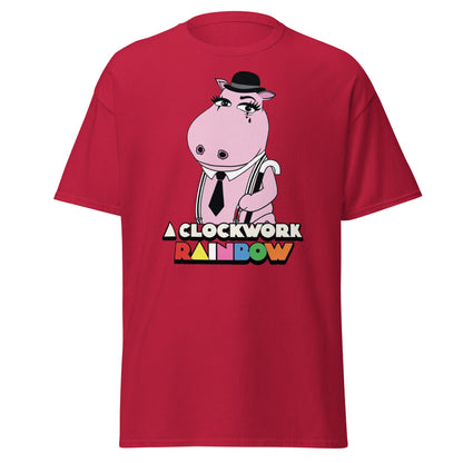A Clockwork Rainbow T-Shirt - Funny Hippo Movie Mashup Tee - Cardinal - T-Shirts Online