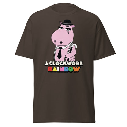 A Clockwork Rainbow T-Shirt - Funny Hippo Movie Mashup Tee - Dark Chocolate - T-Shirts Online