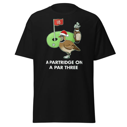 A Partridge on a Par Three T-Shirt - Funny Christmas Golf Tee - Black - T-Shirts Online