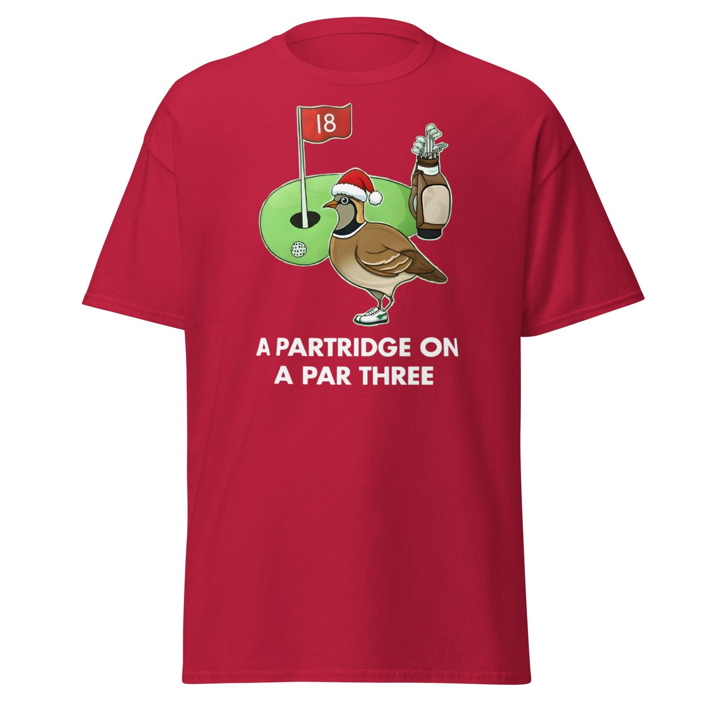 A Partridge on a Par Three T-Shirt - Funny Christmas Golf Tee - Cardinal - T-Shirts Online