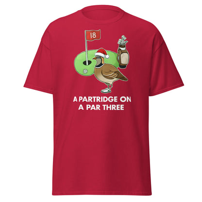 A Partridge on a Par Three T-Shirt - Funny Christmas Golf Tee - Cardinal - T-Shirts Online