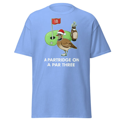 A Partridge on a Par Three T-Shirt - Funny Christmas Golf Tee - Carolina Blue - T-Shirts Online