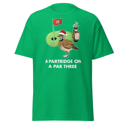 A Partridge on a Par Three T-Shirt - Funny Christmas Golf Tee - Irish Green - T-Shirts Online