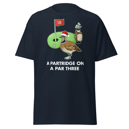 A Partridge on a Par Three T-Shirt - Funny Christmas Golf Tee - Navy - T-Shirts Online