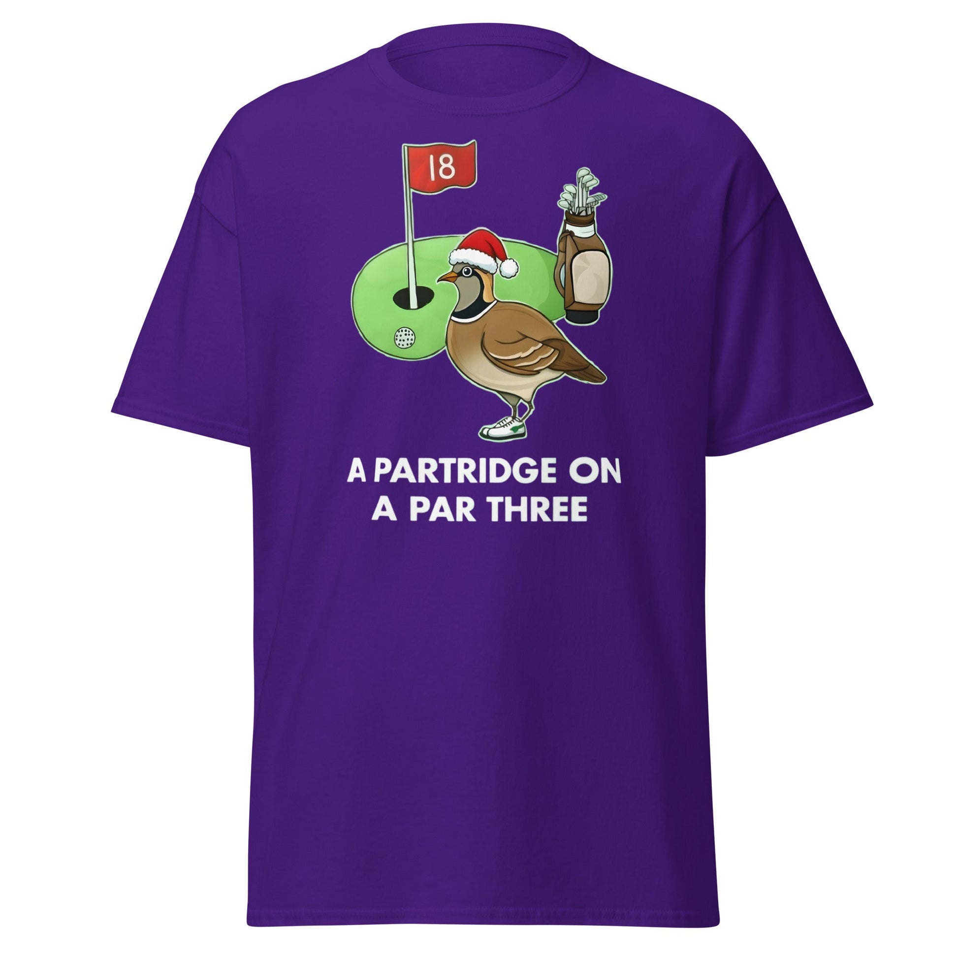 A Partridge on a Par Three T-Shirt - Funny Christmas Golf Tee - Purple - T-Shirts Online
