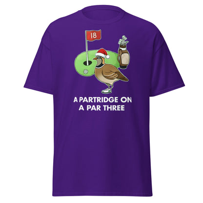A Partridge on a Par Three T-Shirt - Funny Christmas Golf Tee - Purple - T-Shirts Online