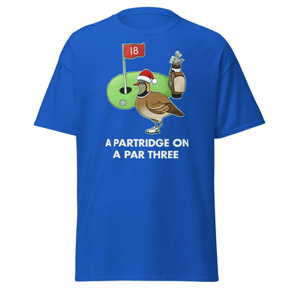 A Partridge on a Par Three T-Shirt - Funny Christmas Golf Tee - Royal - T-Shirts Online
