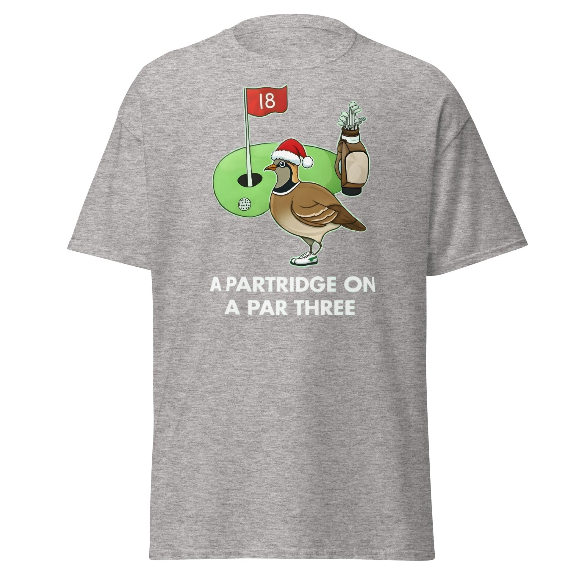 A Partridge on a Par Three T-Shirt - Funny Christmas Golf Tee - Sport Grey - T-Shirts Online
