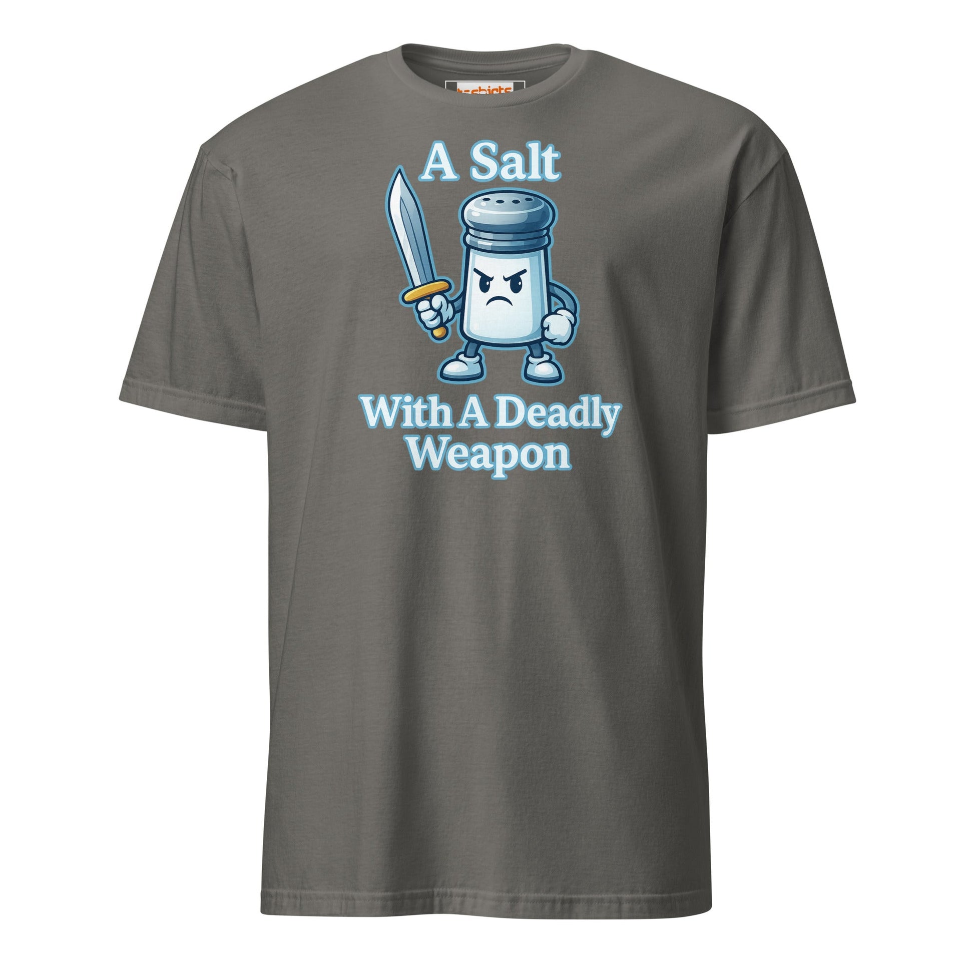 A Salt With a Deadly Weapon T-Shirt | Funny Pun Tee - Charcoal - T-Shirts Online