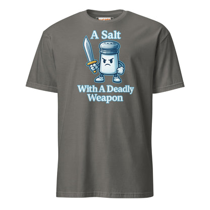 A Salt With a Deadly Weapon T-Shirt | Funny Pun Tee - Charcoal - T-Shirts Online
