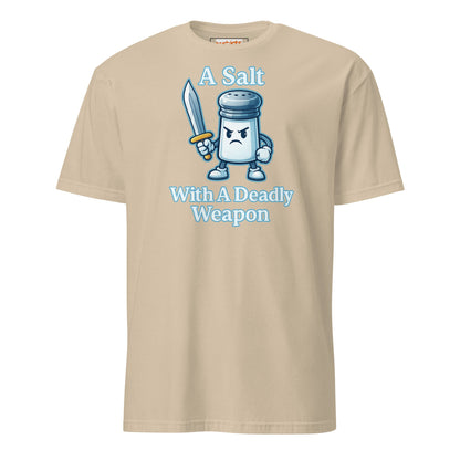 A Salt With a Deadly Weapon T-Shirt | Funny Pun Tee - Sand - T-Shirts Online