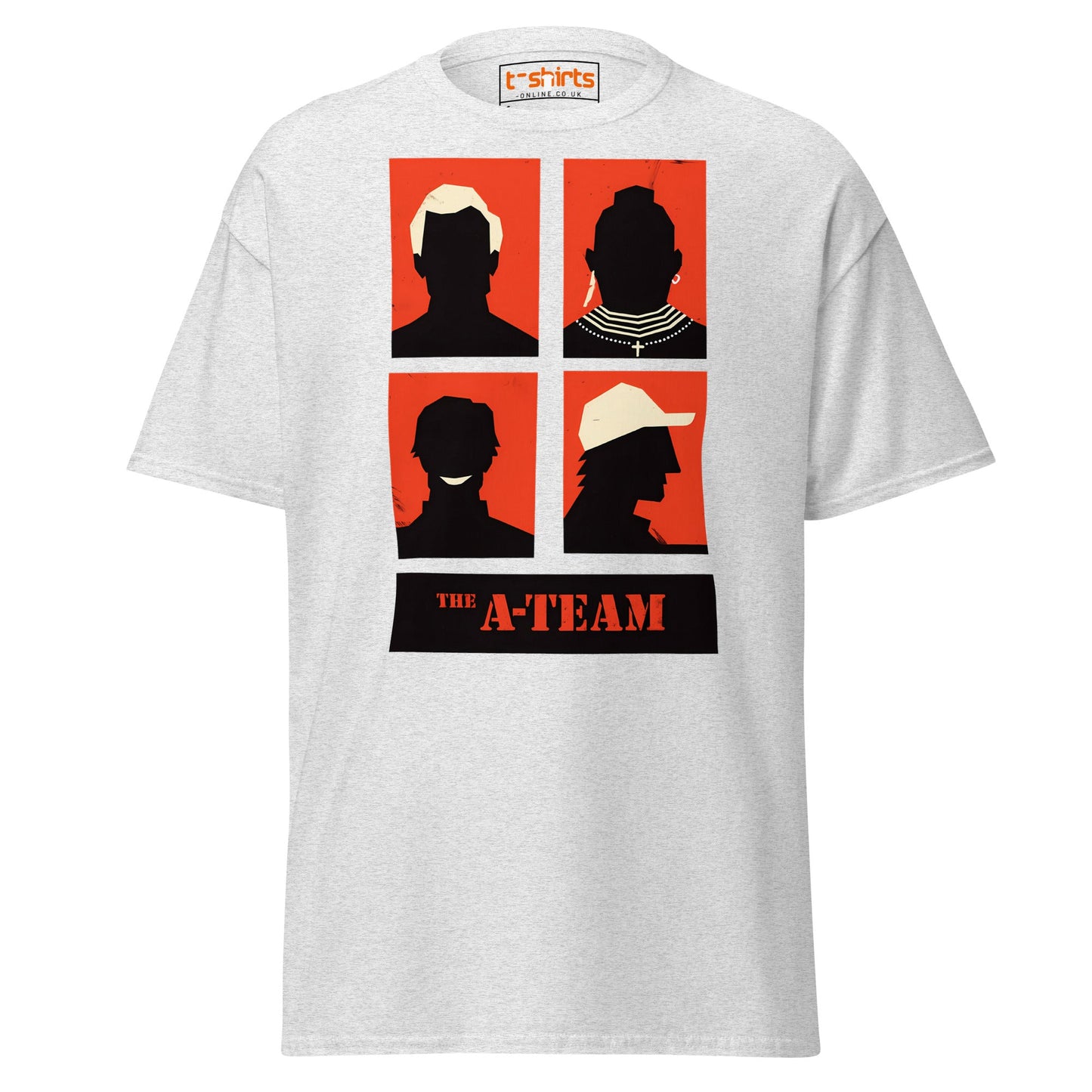 A - Team Silhouette T-Shirt – Retro Minimalist Design Tee - Ash - T-Shirts Online