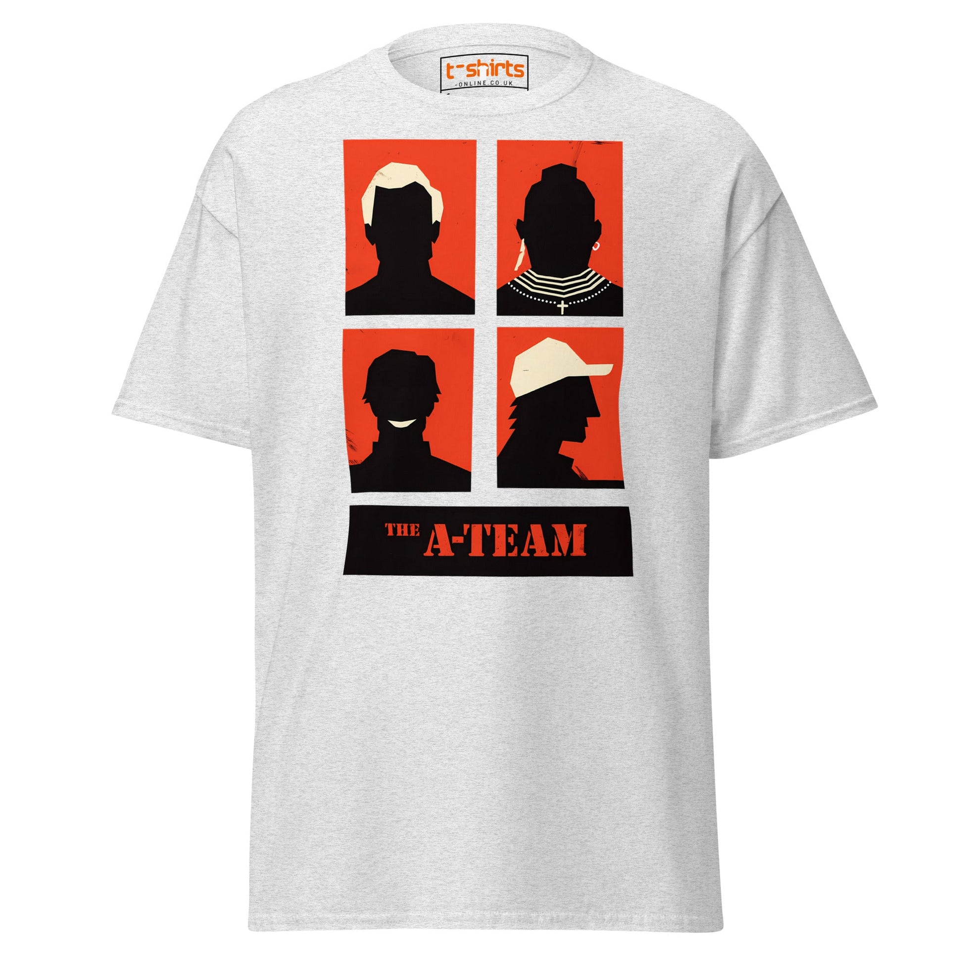 A - Team Silhouette T-Shirt – Retro Minimalist Design Tee - Ash - T-Shirts Online