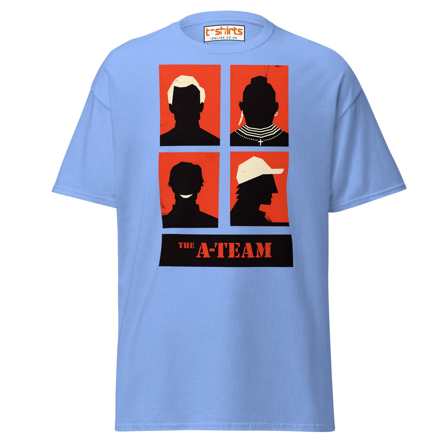 A - Team Silhouette T-Shirt – Retro Minimalist Design Tee - Carolina Blue - T-Shirts Online