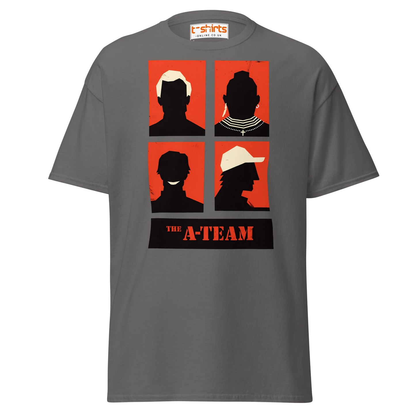 A - Team Silhouette T-Shirt – Retro Minimalist Design Tee - Charcoal - T-Shirts Online