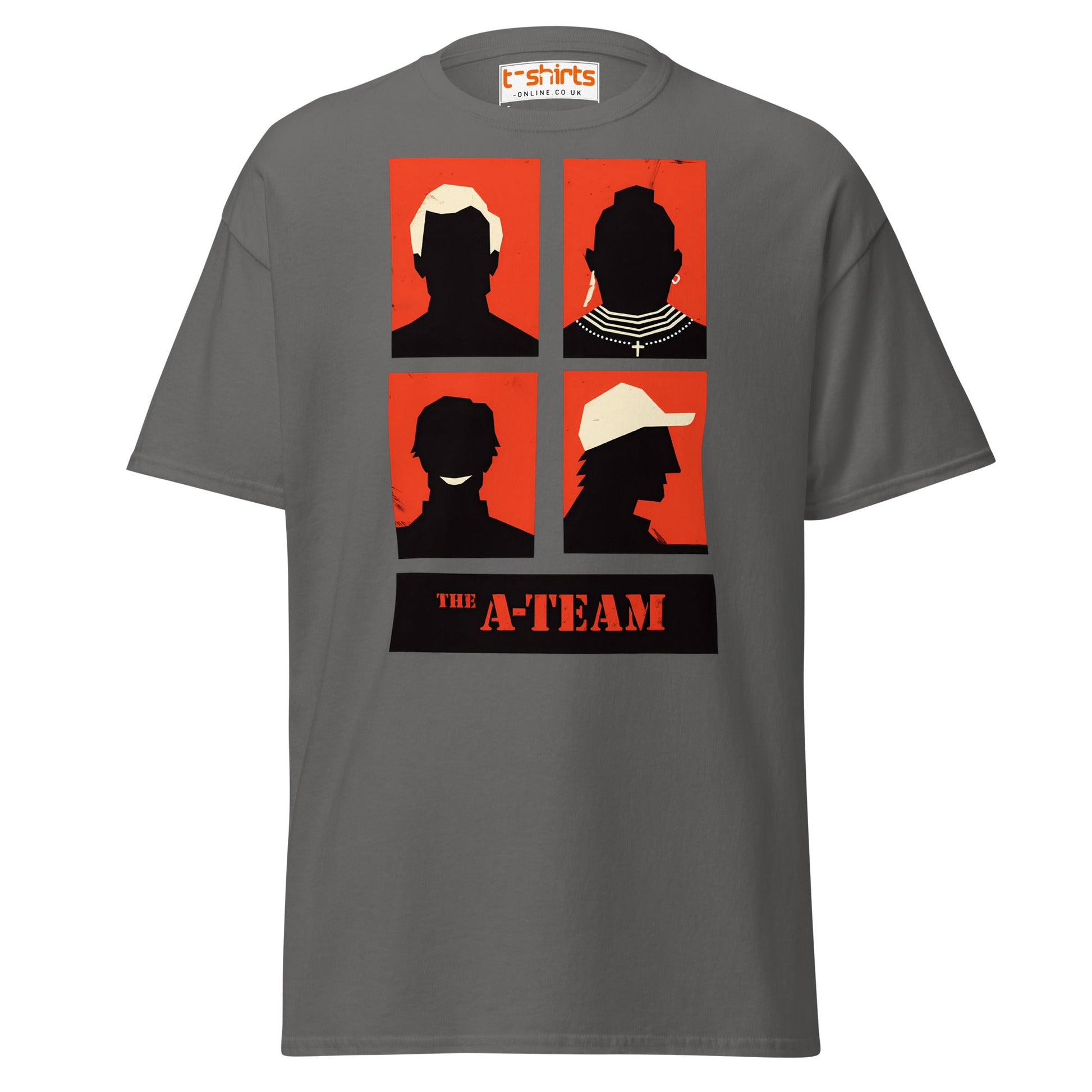 A - Team Silhouette T-Shirt – Retro Minimalist Design Tee - Charcoal - T-Shirts Online