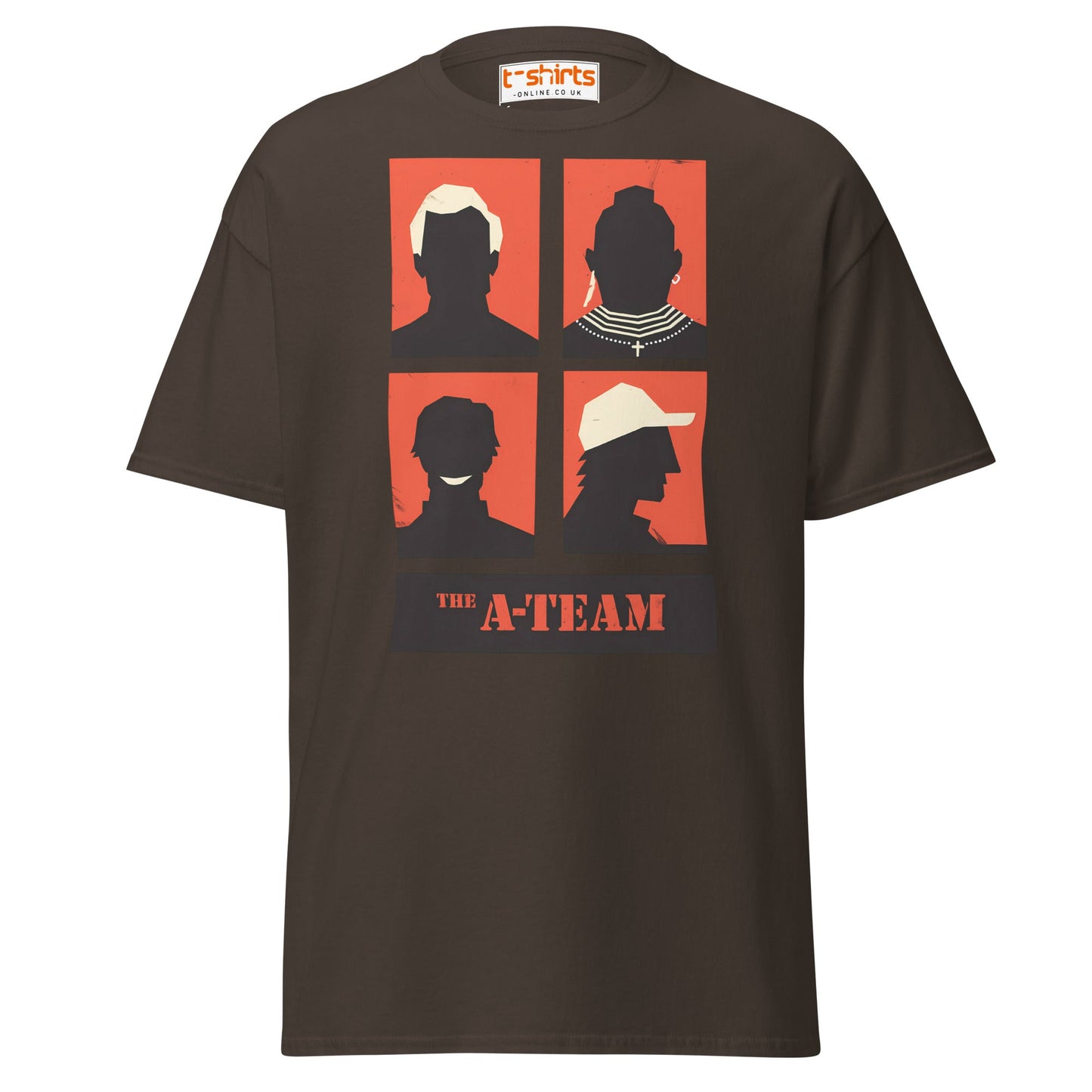 A - Team Silhouette T-Shirt – Retro Minimalist Design Tee - Dark Chocolate - T-Shirts Online