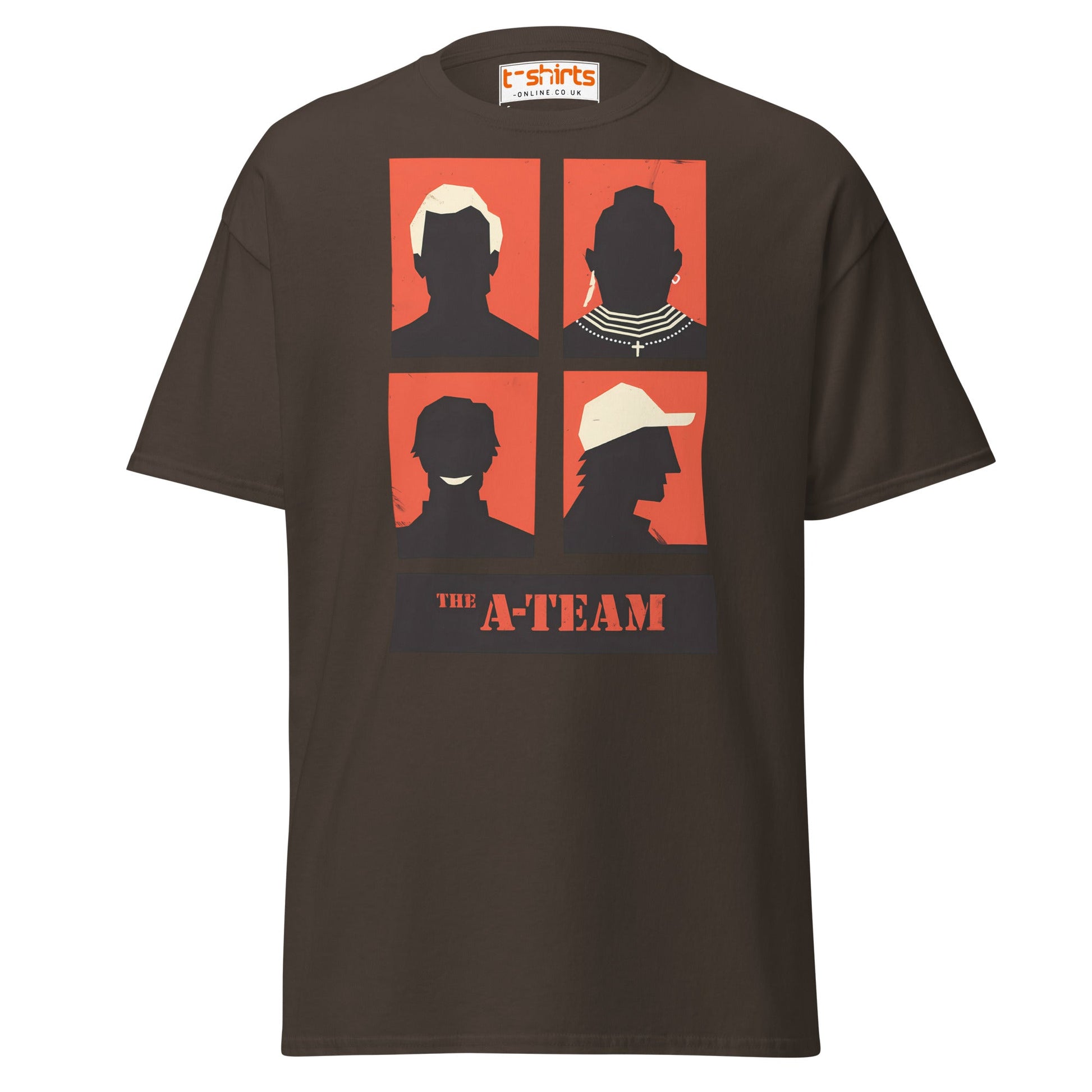 A - Team Silhouette T-Shirt – Retro Minimalist Design Tee - Dark Chocolate - T-Shirts Online