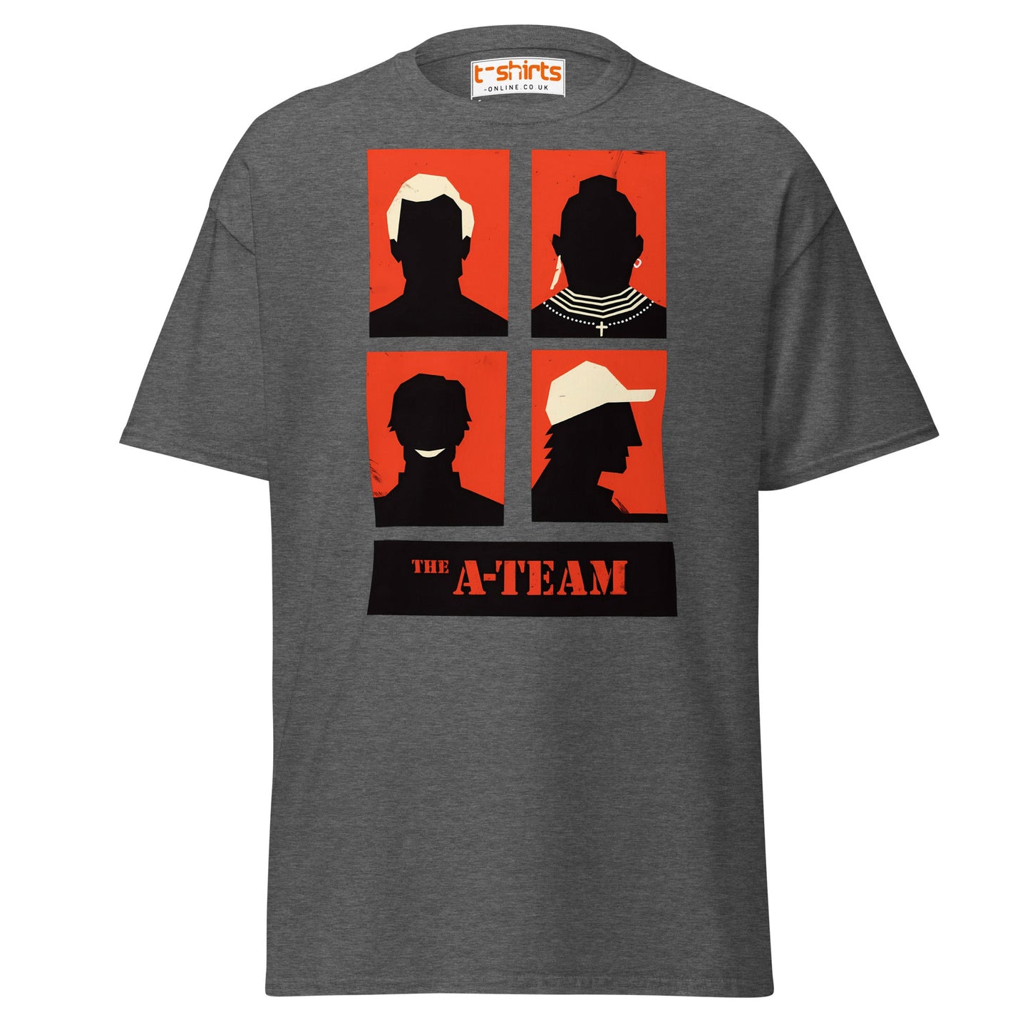 A - Team Silhouette T-Shirt – Retro Minimalist Design Tee - Dark Heather - T-Shirts Online