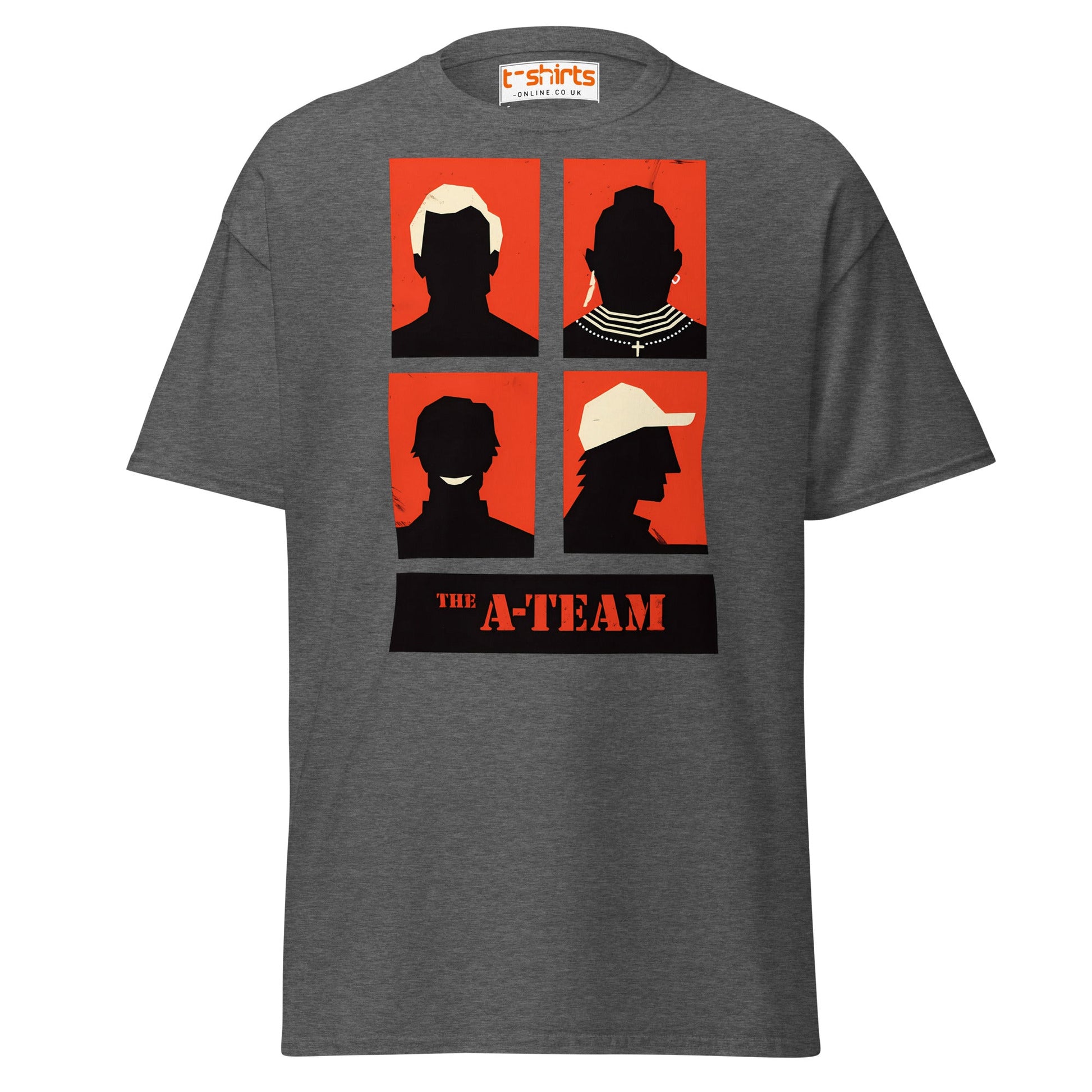 A - Team Silhouette T-Shirt – Retro Minimalist Design Tee - Dark Heather - T-Shirts Online