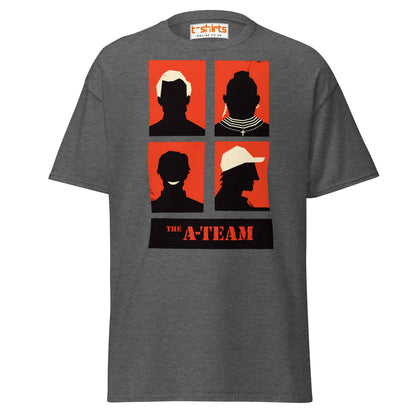 A - Team Silhouette T-Shirt – Retro Minimalist Design Tee - Dark Heather - T-Shirts Online
