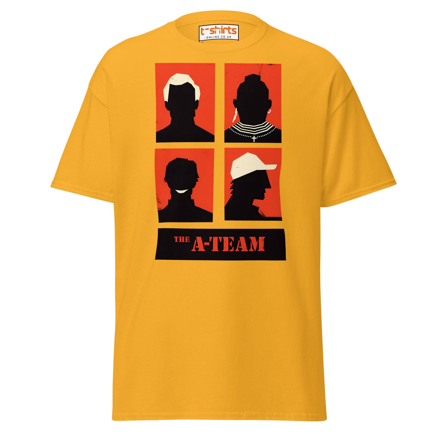 A - Team Silhouette T-Shirt – Retro Minimalist Design Tee - Gold - T-Shirts Online