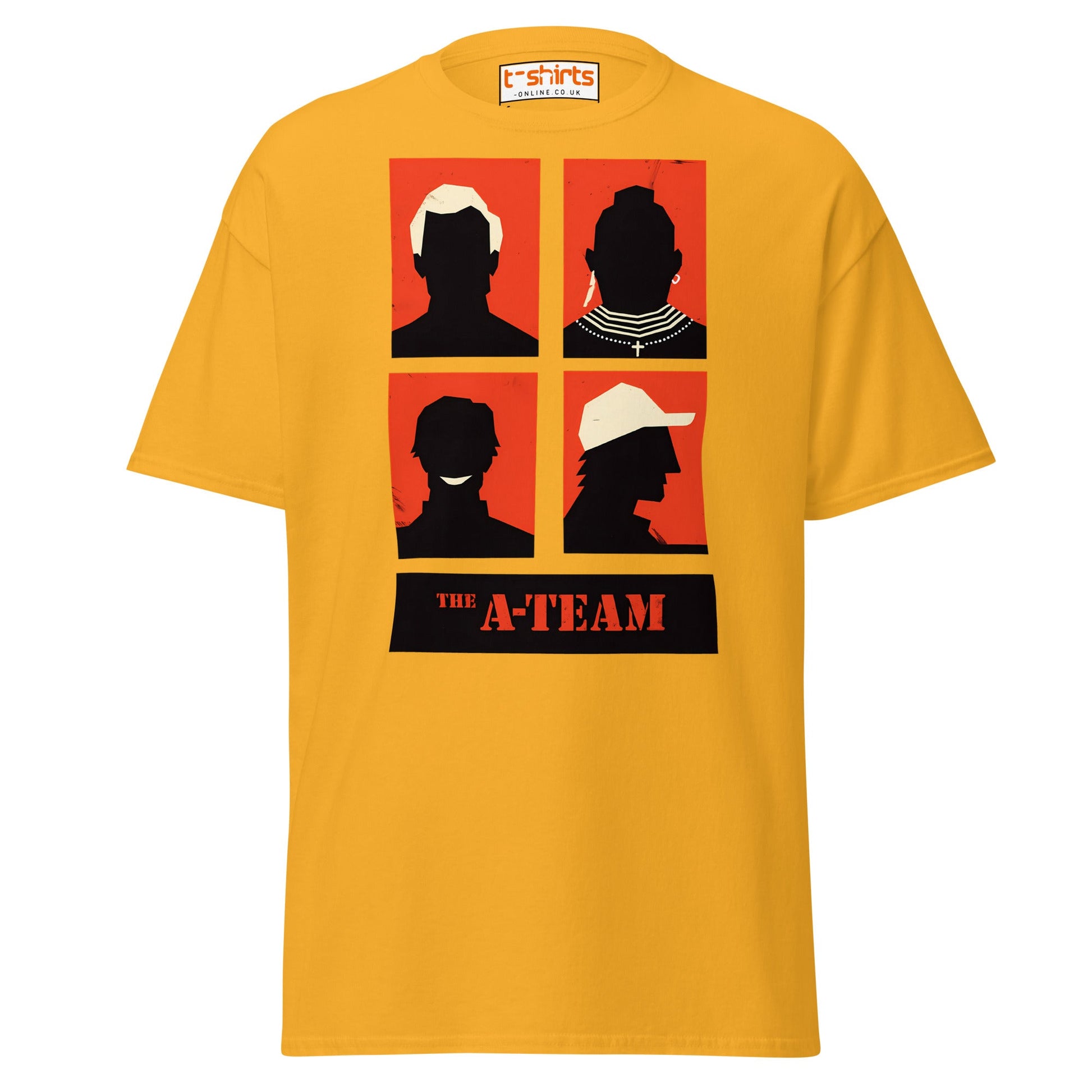 A - Team Silhouette T-Shirt – Retro Minimalist Design Tee - Gold - T-Shirts Online