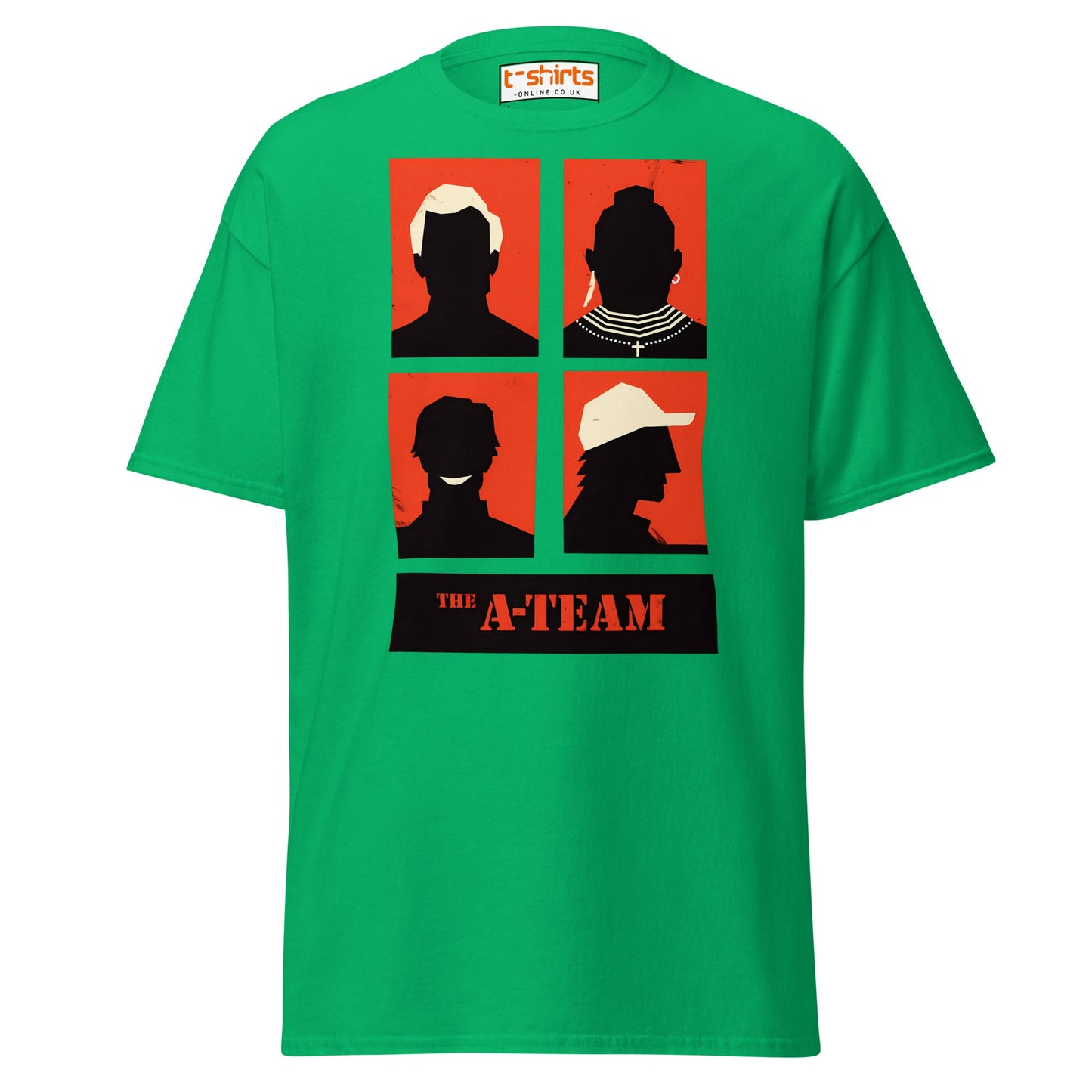 A - Team Silhouette T-Shirt – Retro Minimalist Design Tee - Irish Green - T-Shirts Online