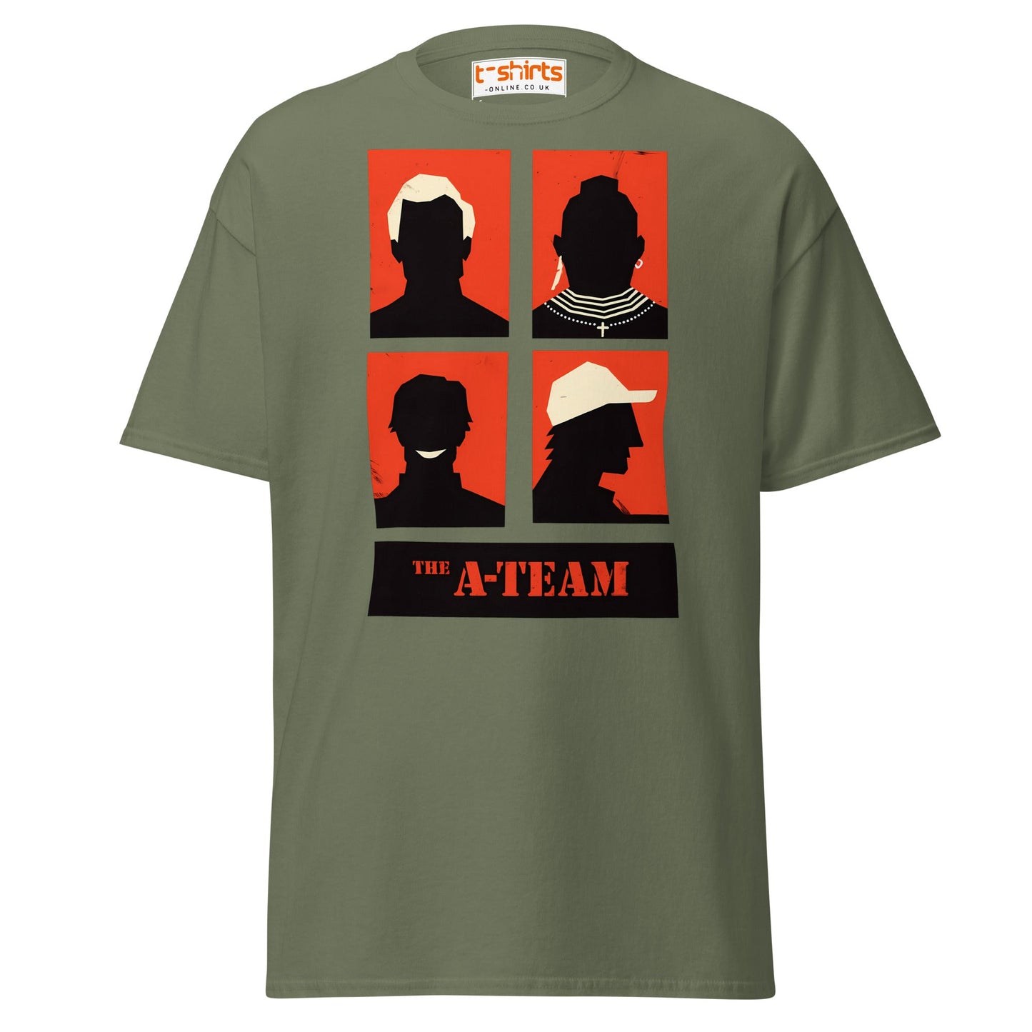 A - Team Silhouette T-Shirt – Retro Minimalist Design Tee - Military Green - T-Shirts Online