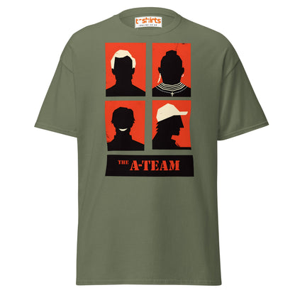 A - Team Silhouette T-Shirt – Retro Minimalist Design Tee - Military Green - T-Shirts Online