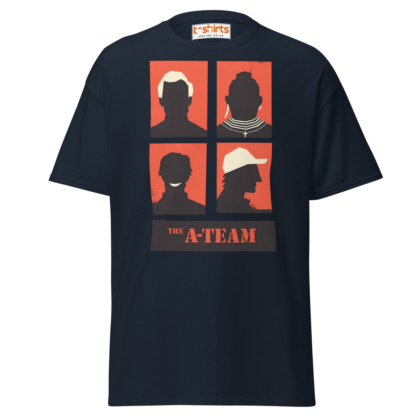 A - Team Silhouette T-Shirt – Retro Minimalist Design Tee - Navy - T-Shirts Online