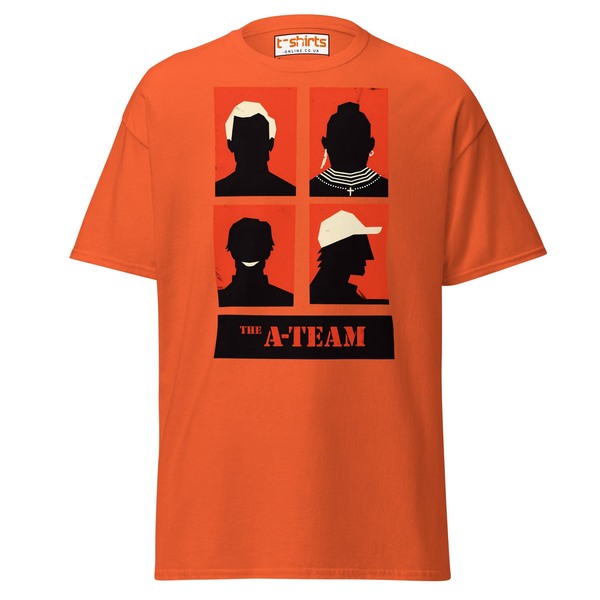 A - Team Silhouette T-Shirt – Retro Minimalist Design Tee - Orange - T-Shirts Online