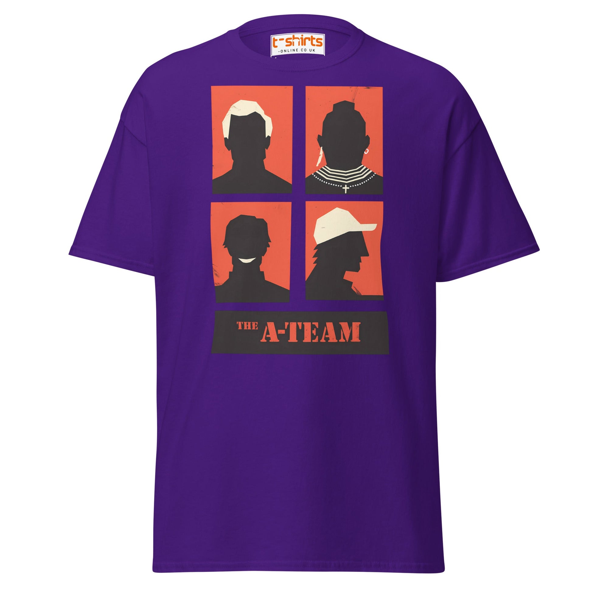 A - Team Silhouette T-Shirt – Retro Minimalist Design Tee - Purple - T-Shirts Online